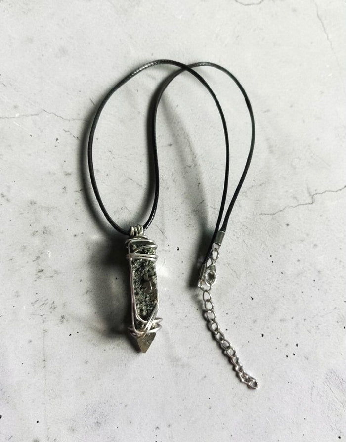 Fool's Gold Necklace — Raw Pyrite, Black Cord