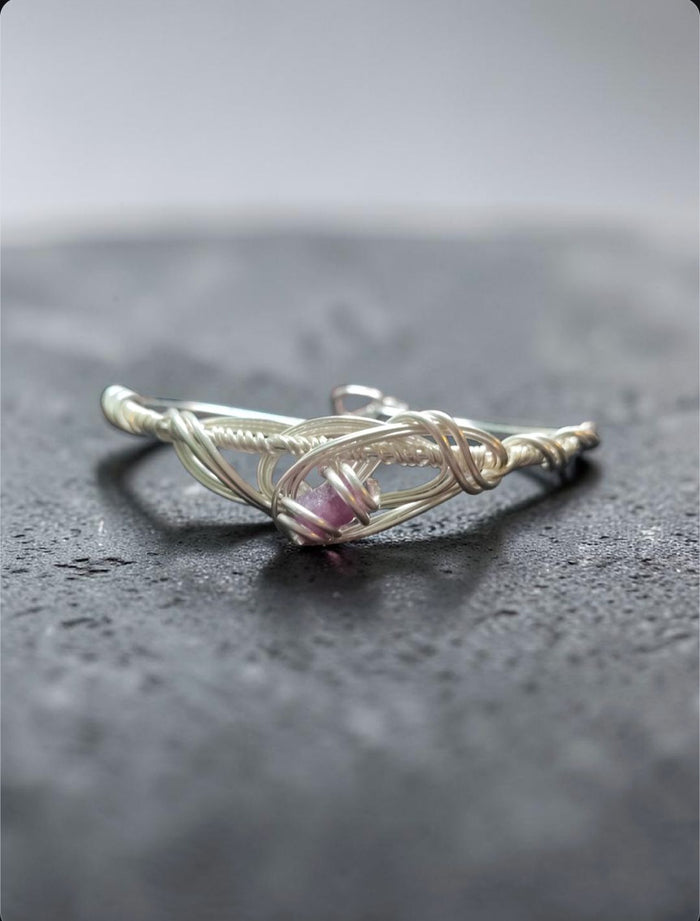 Tangled Vine Cuff Bracelet — Pink Tourmaline, Silver Wire